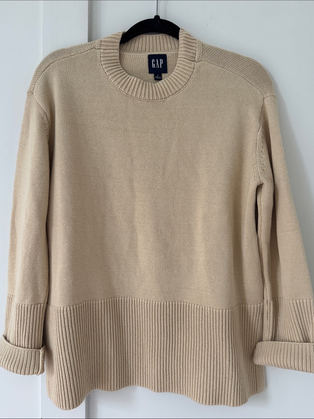 Gap Chunky Cotton Crew Oversized Ribbed Hem Sweater S